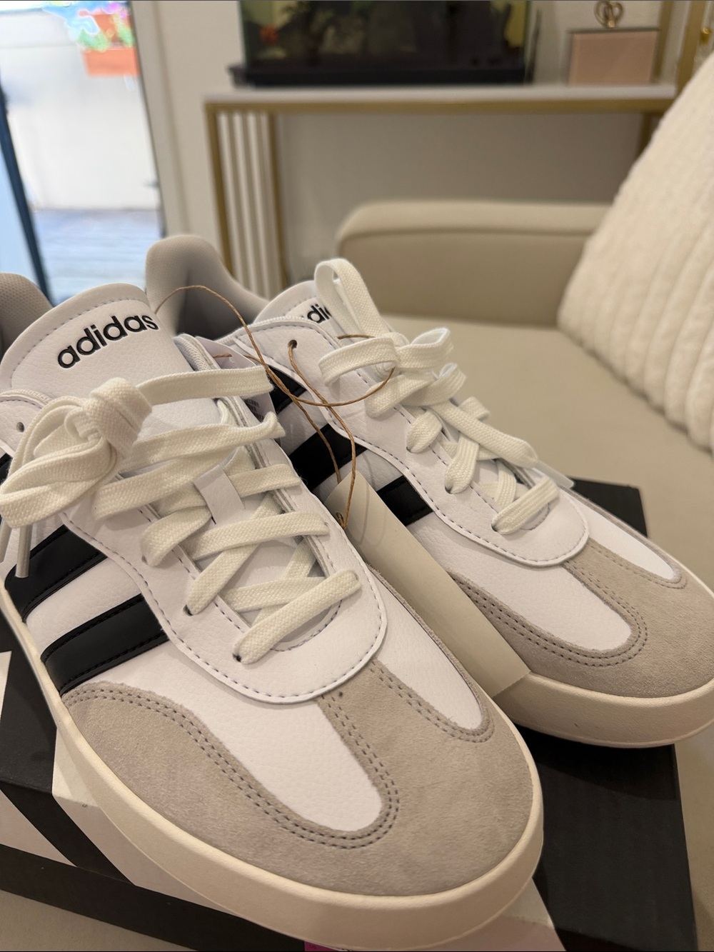 adidas White, Black & Light Gray Casual Sneakers